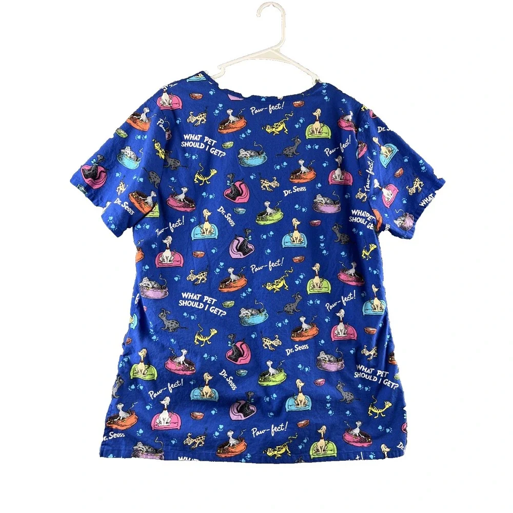 Dr.Seuss Scrub Top Short Sleeve Size M What Pet Should I get Veterinarian